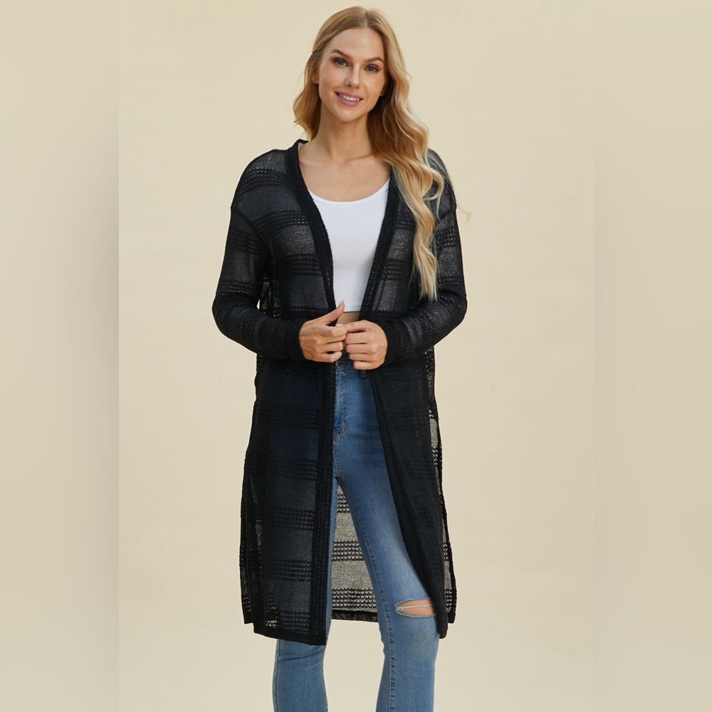 Double Take Full Size Open Front Longline Cardigan - image 1